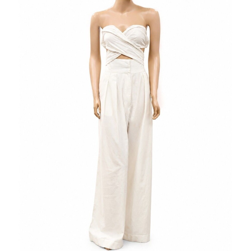 Free People Convertible Jumpsuit Trouser Pants Smocked Pull-On White M 289024